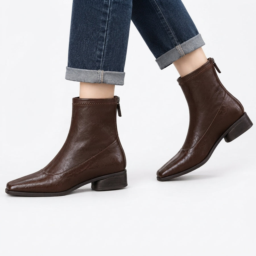 Bottines à bout carré pour femmes avec talon bloc bas