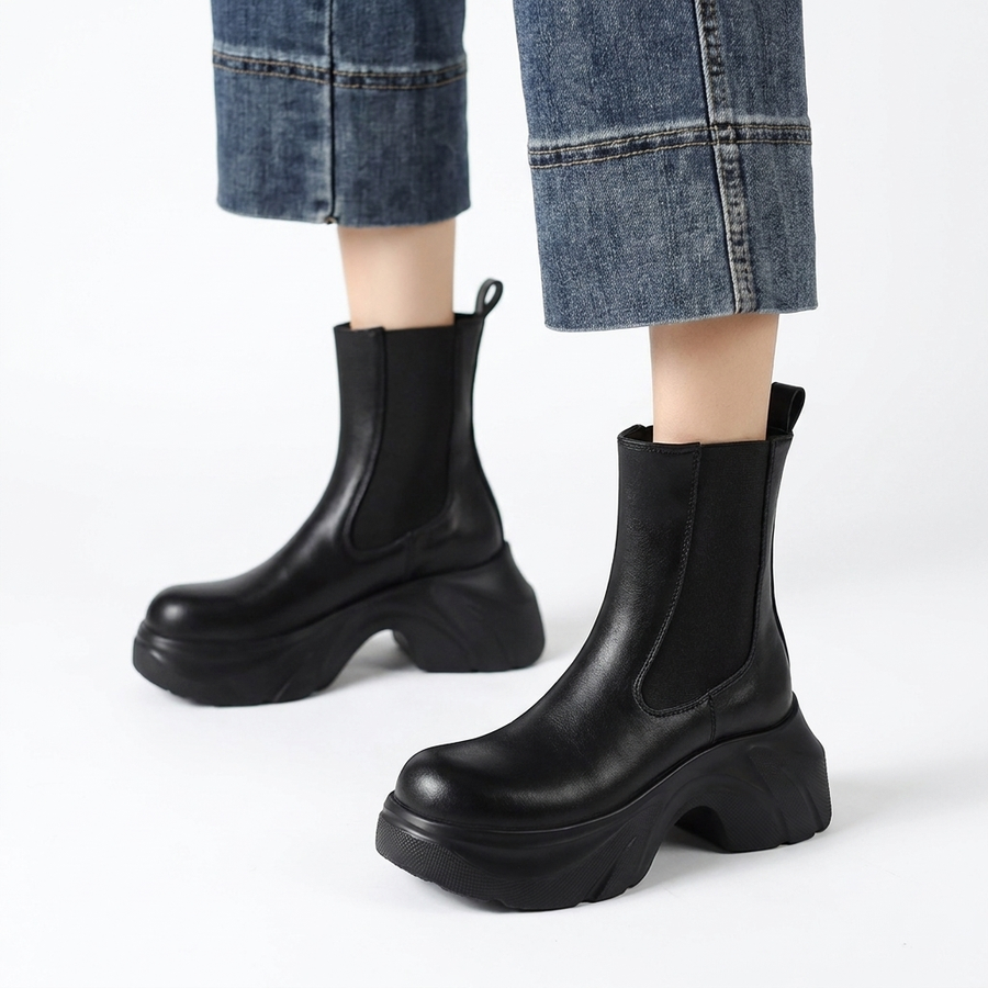 Women's Platform Chelsea Boots with Wave-Shaped Sole — view 4