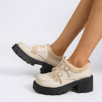 Women's Platform Monk Strap Shoes with Sherpa-Style Trim — view 4