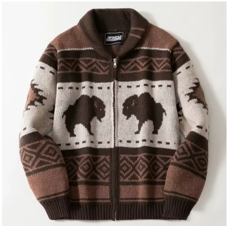 Men's Patchwork Reindeer Knit Jacket | Mountridge