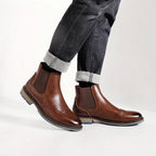 Men's Wingtip Brogue Chelsea Boots, Non-Slip Sole — view 5