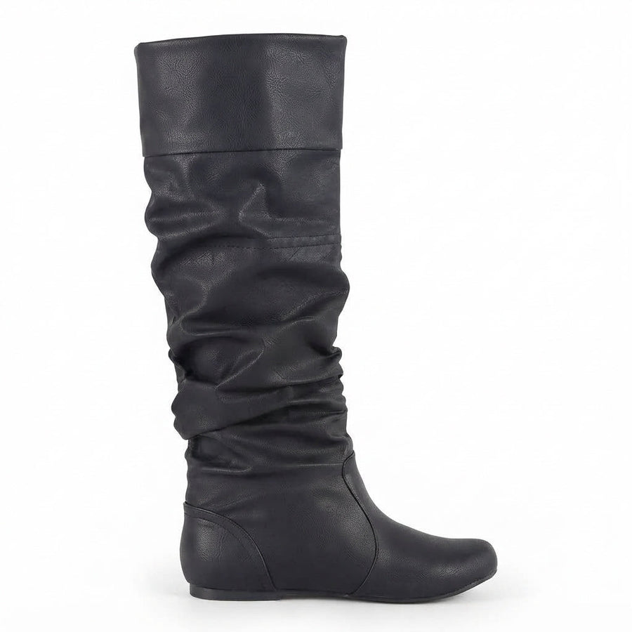 Bottes de cowboy froncées en cuir pour femme, à enfiler