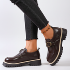 Women's Leather Monk Strap Loafers with Chunky Sole — view 5