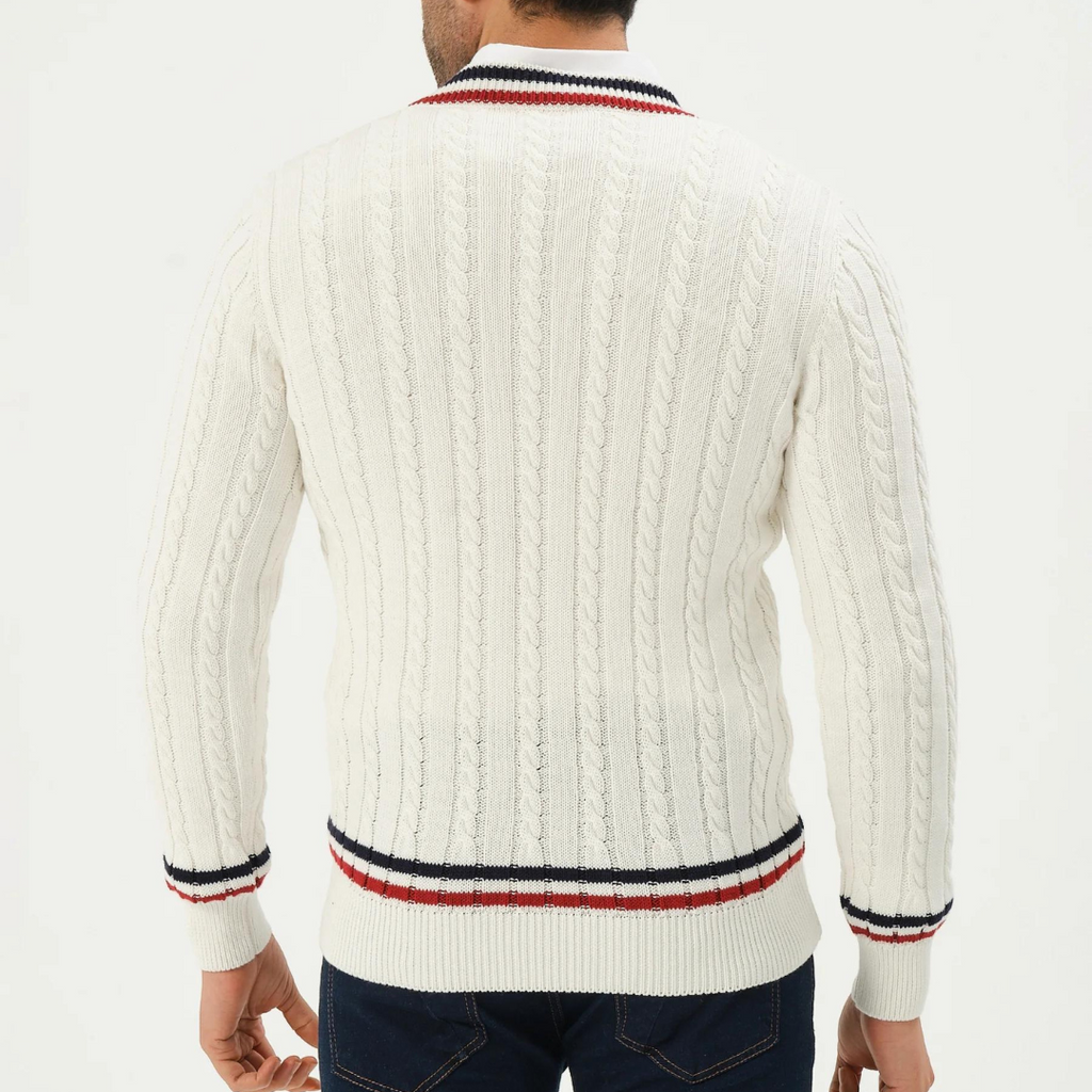 Men's Cable Knit V-Neck Jumper | Sienna