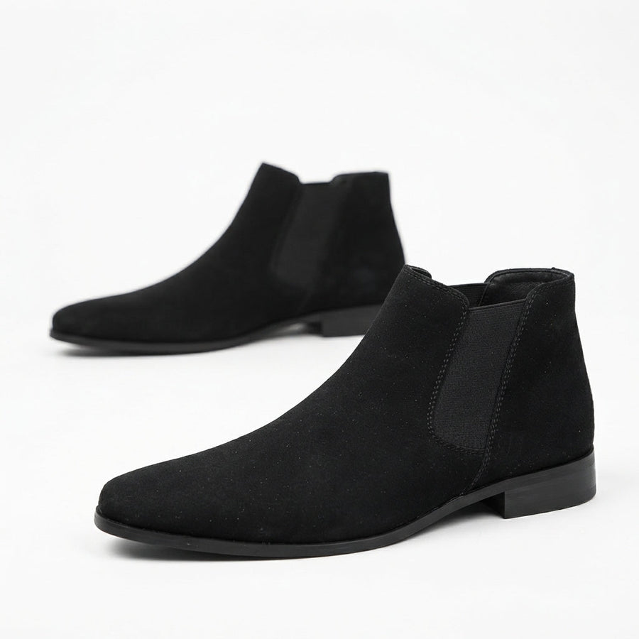 Men's Pointed Toe Suede Chelsea Boots, Cushioned Sole — view 4