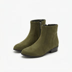 Women's Suede-Look Low Block Heel Ankle Boots with Zip — view 4
