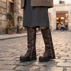 Bottes à plateforme pour femme jusqu'aux genoux avec double boucle