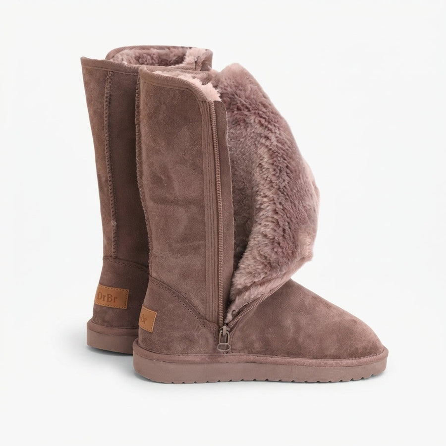 Women's Fleece-Lined Knee High Winter Boots, Suede Effect — view 4