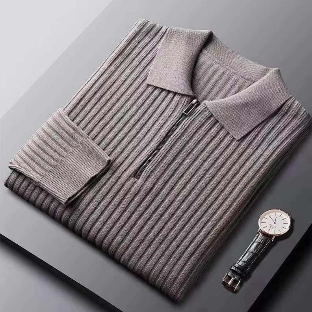 Men's Ribbed Quarter-Zip Jumper | Eamon