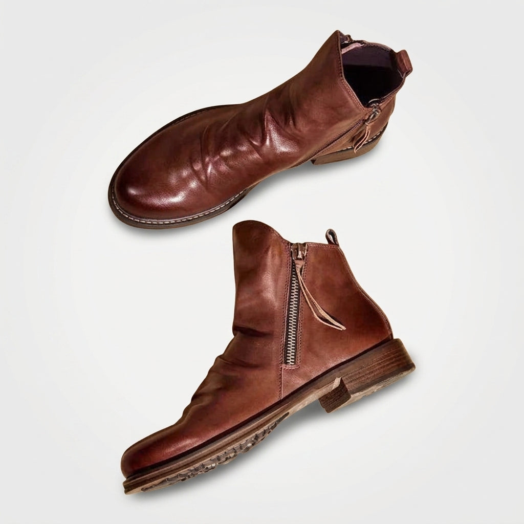 Men's Soft Leather Side-Zip Ankle Boots — view 3