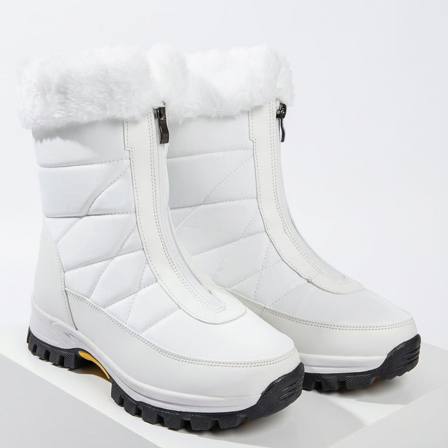 Women's Faux Fur Cuff Ankle Boots with Chunky Tread — view 4