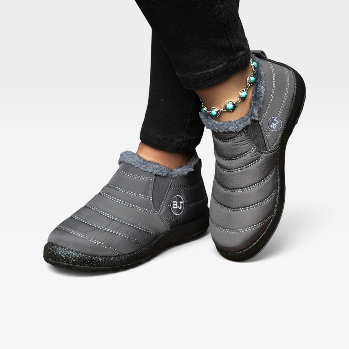 Women's Waterproof Quilted Ankle Boots with Fur Lining — view 2
