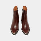 Women's Burgundy Leather Block Heel Ankle Boots — view 3
