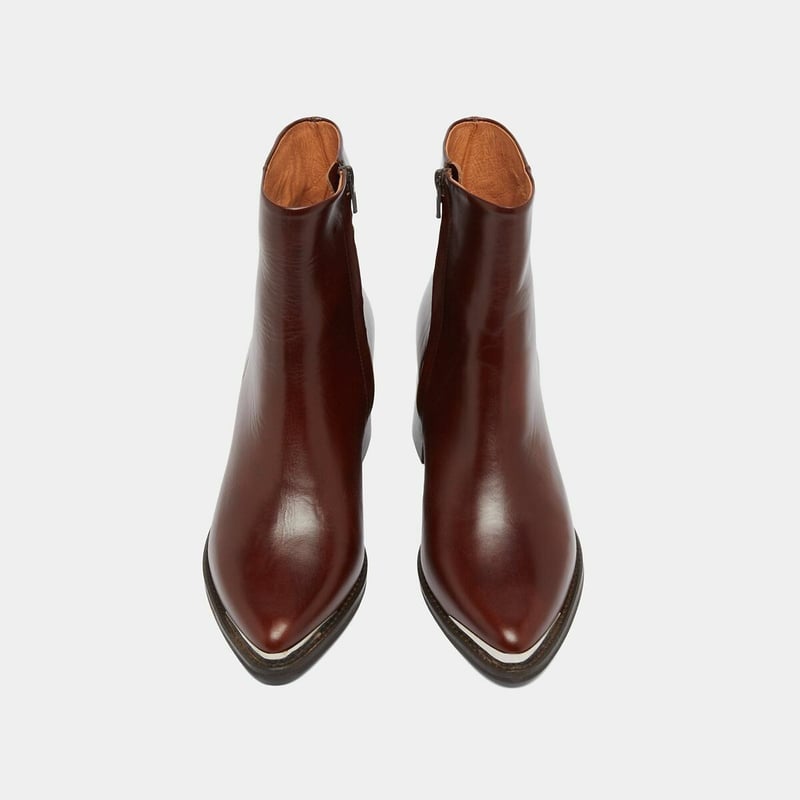 Women's Burgundy Leather Block Heel Ankle Boots — view 3