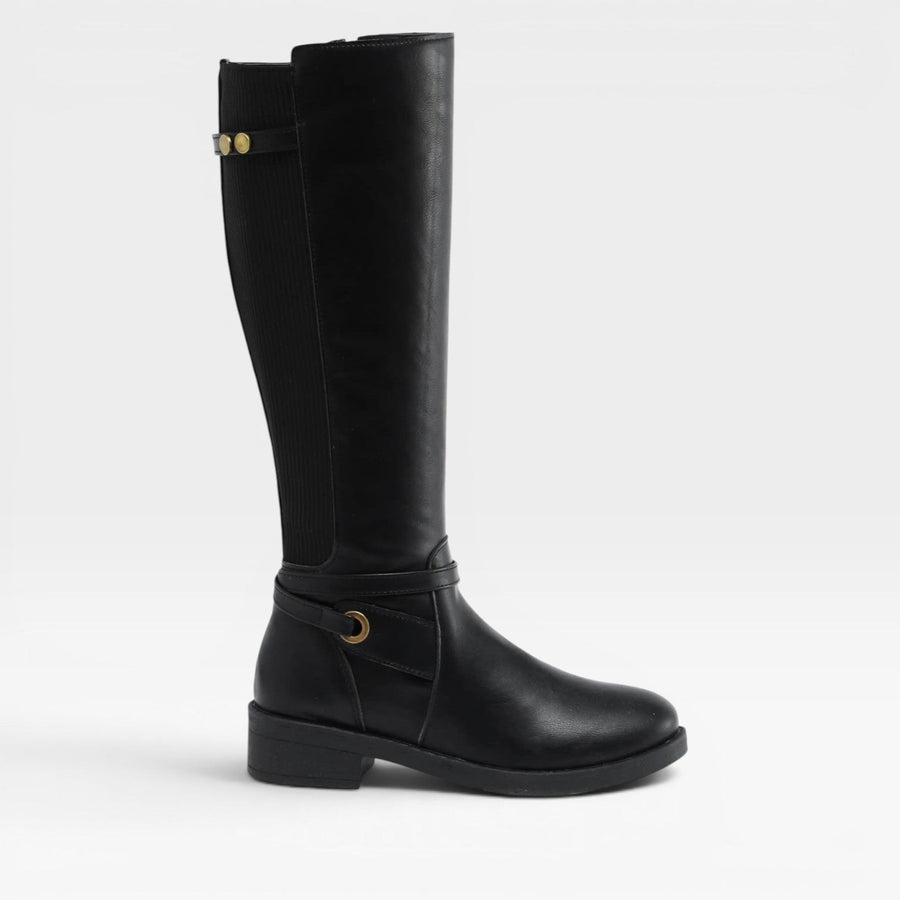 Women's Knee-High Boots with Elastic Panels