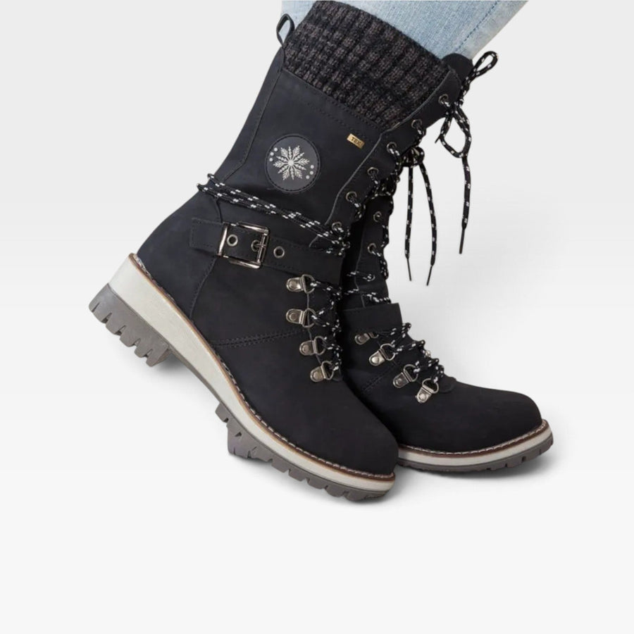Women's Lace-Up Winter Boots with Knitted Cuff — view 4
