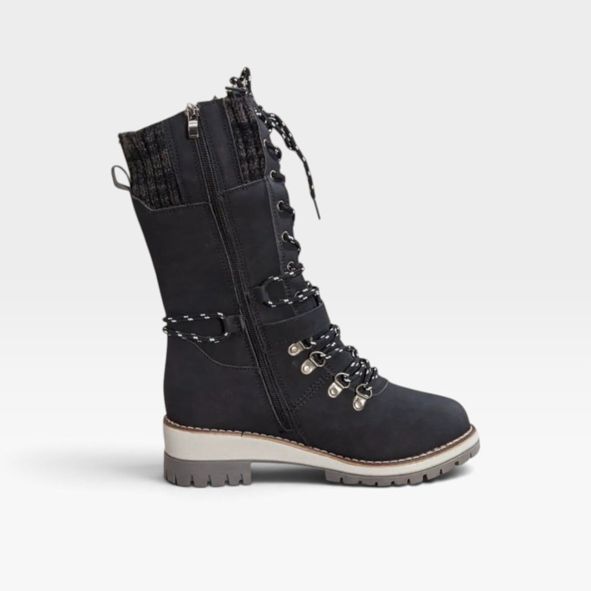 Women's Lace-Up Winter Boots with Knitted Cuff — view 3