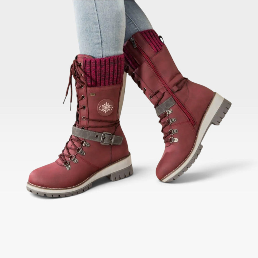 Women's Lace-Up Winter Boots with Knitted Cuff — view 15