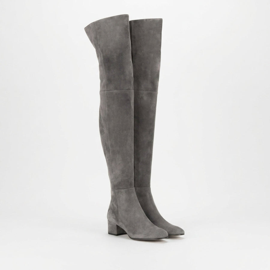 Women's Suede Over the Knee Boots with Sculpted Block Heel — view 5