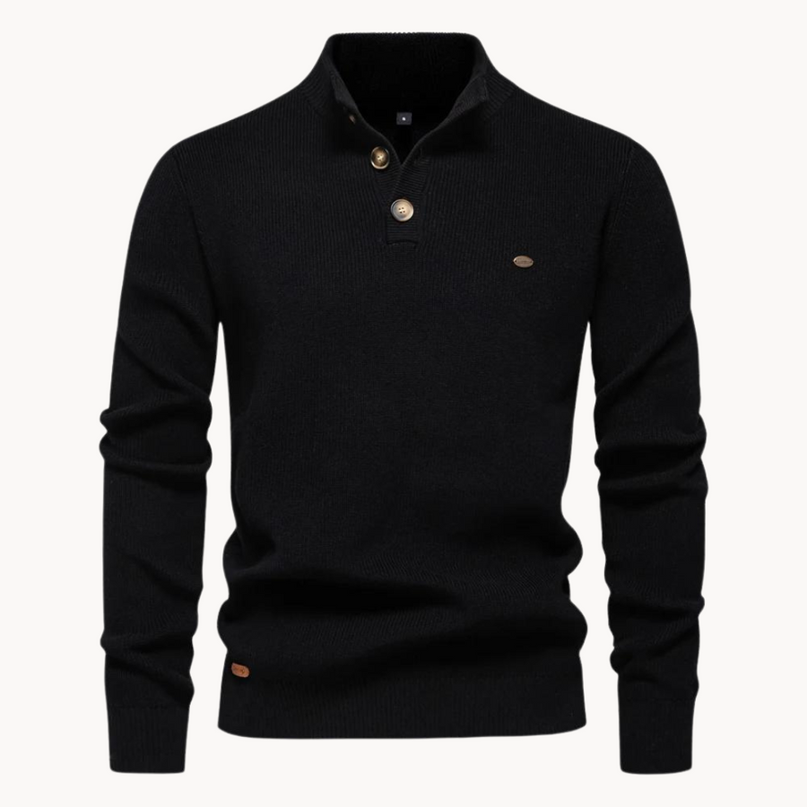 Men's Button Mock Neck Jumper | Livio