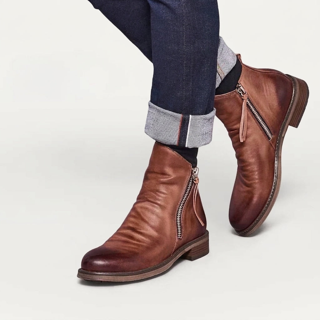 Men's Soft Leather Side-Zip Ankle Boots — view 2