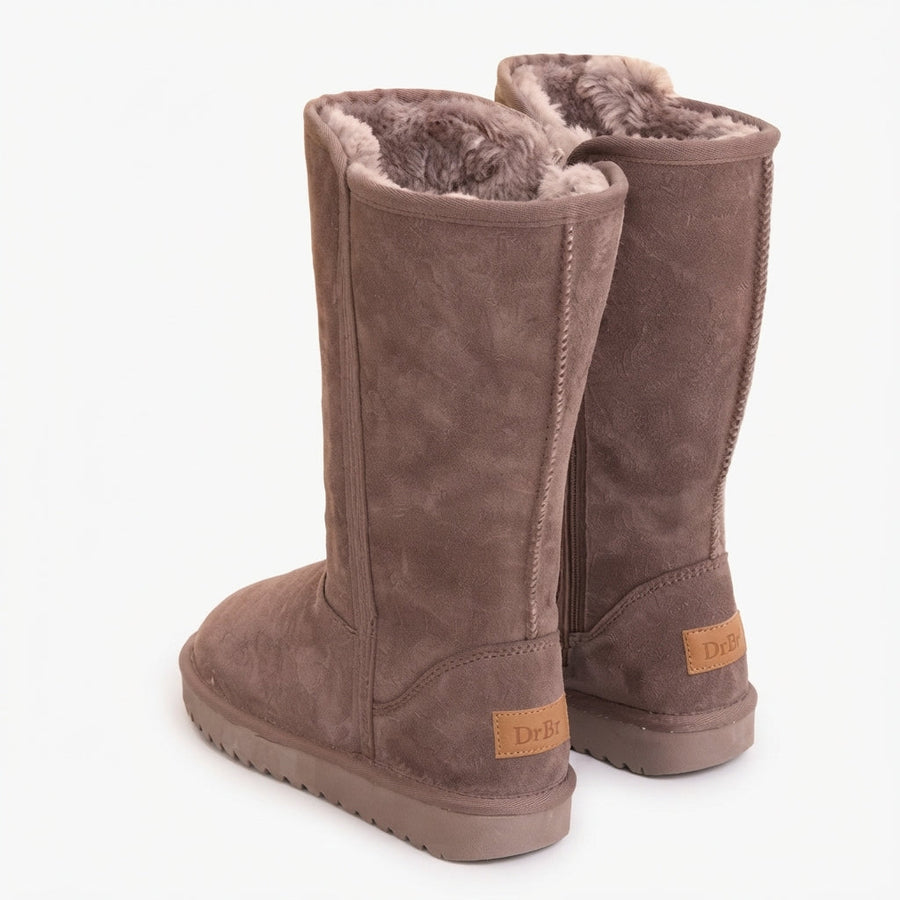 Women's Fleece-Lined Knee High Winter Boots, Suede Effect — view 5