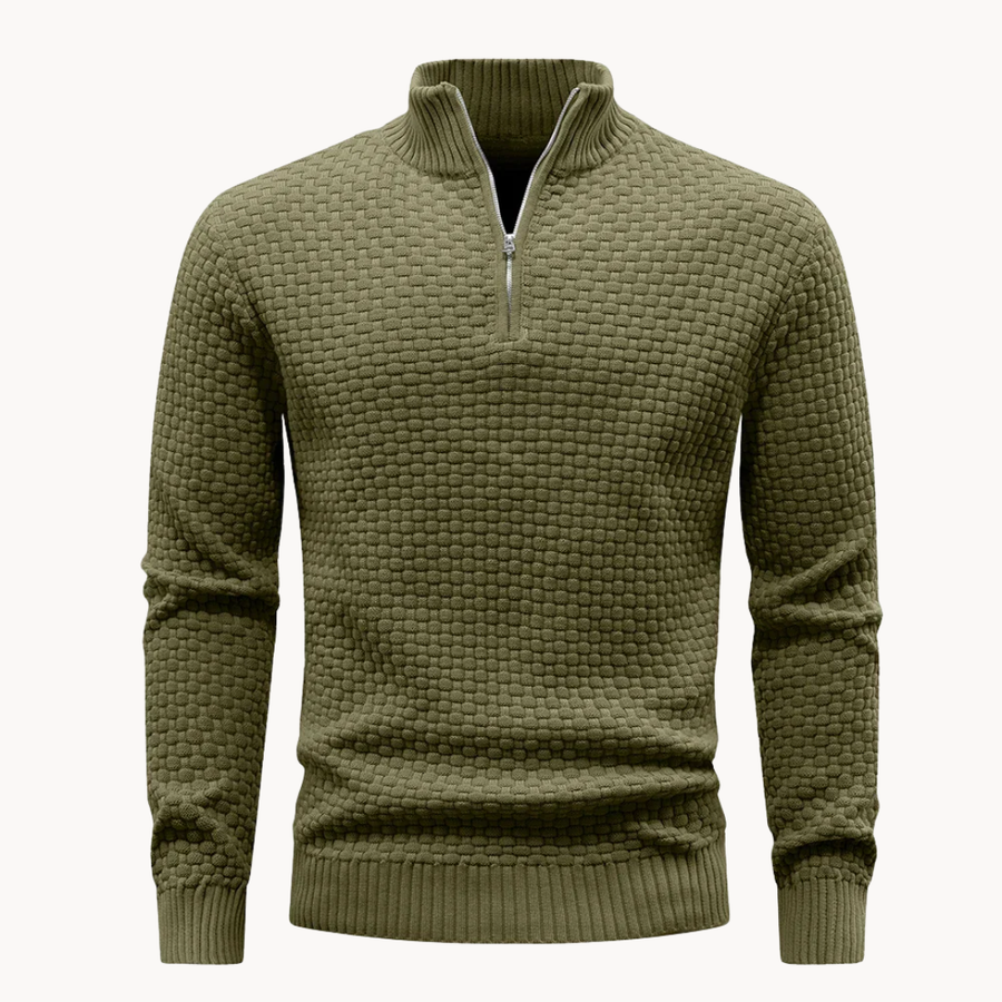 Men's Textured Quarter-Zip Knit Jumper | Corvell