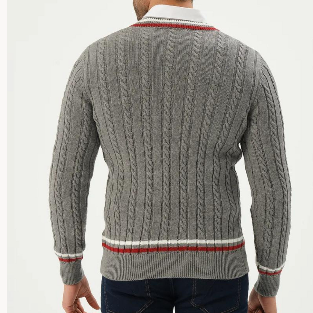 Men's Cable Knit V-Neck Jumper | Sienna