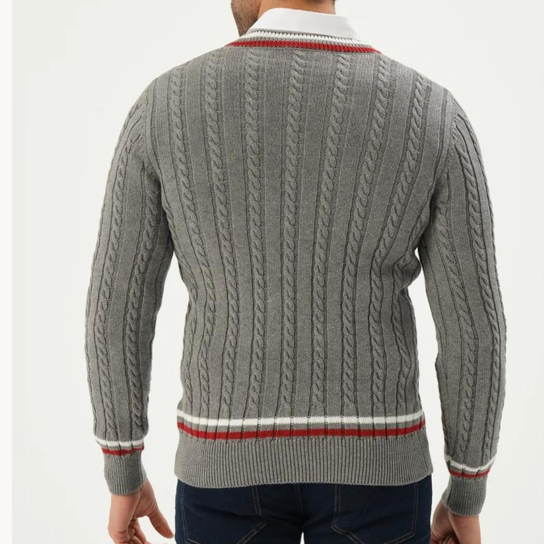 Men's Cable Knit V-Neck Jumper | Sienna