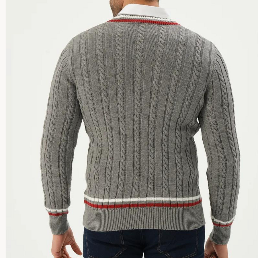 Men's Cable Knit V-Neck Jumper | Sienna