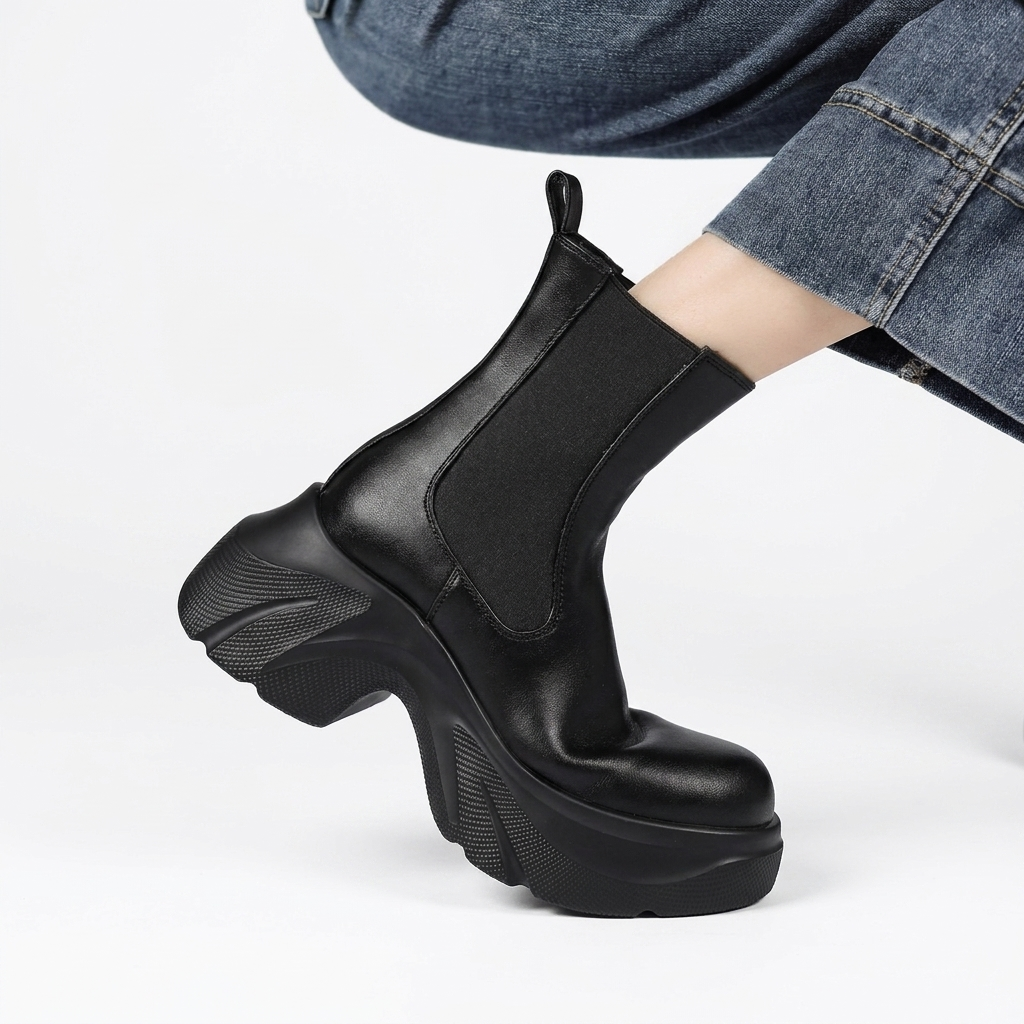 Women's Platform Chelsea Boots with Wave-Shaped Sole — view 5