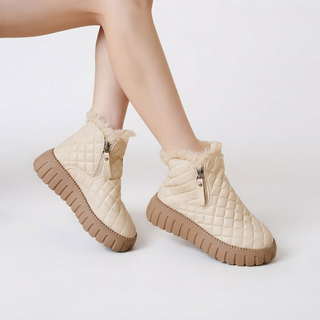 Women's Quilted Faux Fur-Lined Winter Ankle Boots — view 5