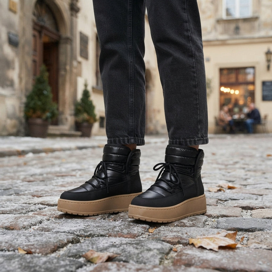 Bottines à plateforme doublées pour femmes avec semelle crantée