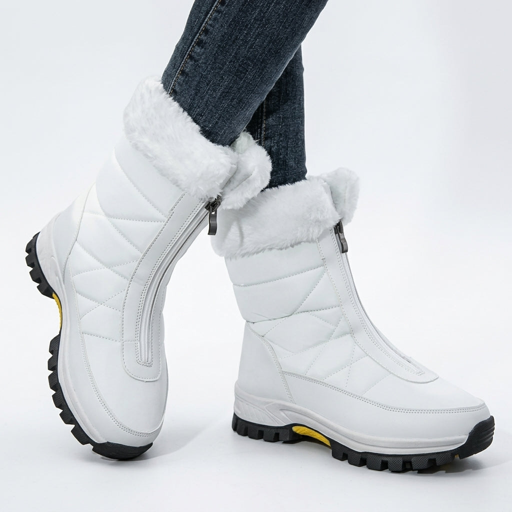 Women's Faux Fur Cuff Ankle Boots with Chunky Tread — view 5