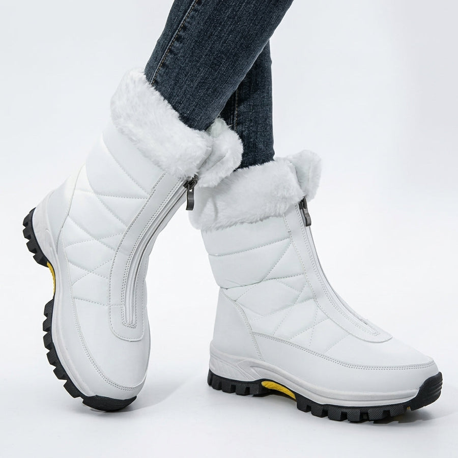 Women's Faux Fur Cuff Ankle Boots with Chunky Tread — view 5