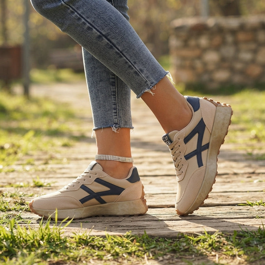 Baskets rétro orthopédiques à lacets pour femme, semelle antidérapante