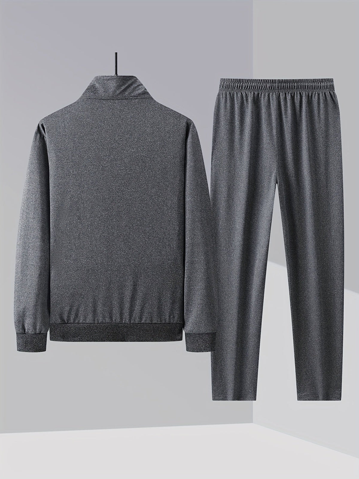Men's stand collar zip-up tracksuit set