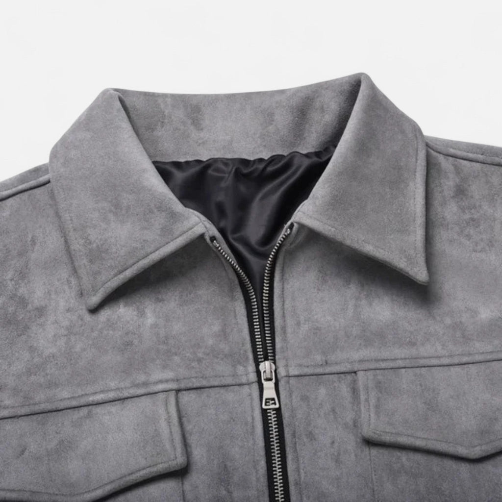 Men's relaxed fit suede-look jacket
