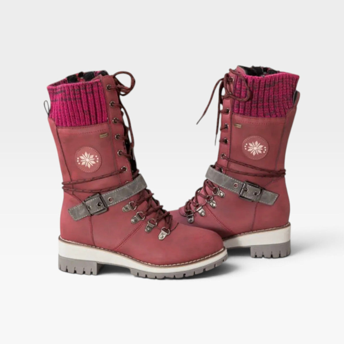 Women's Lace-Up Winter Boots with Knitted Cuff — view 16