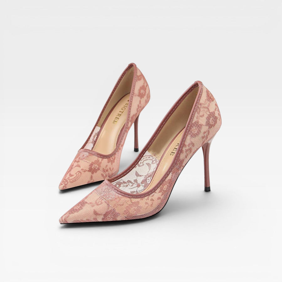 Women's Floral Lace Mesh Stiletto Heels — view 8