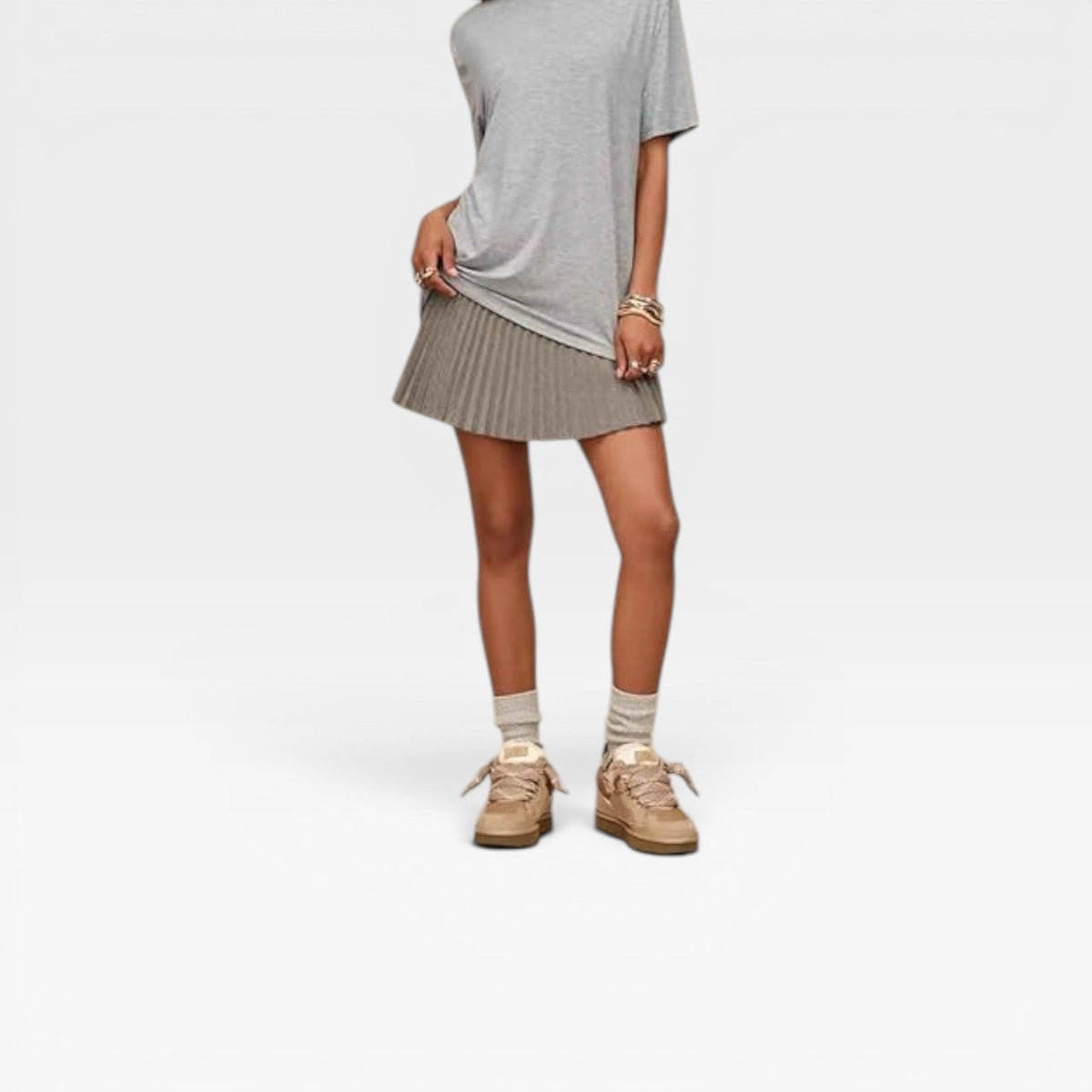 Women's Chunky Suede Trainers with Sheepskin Lining — view 10