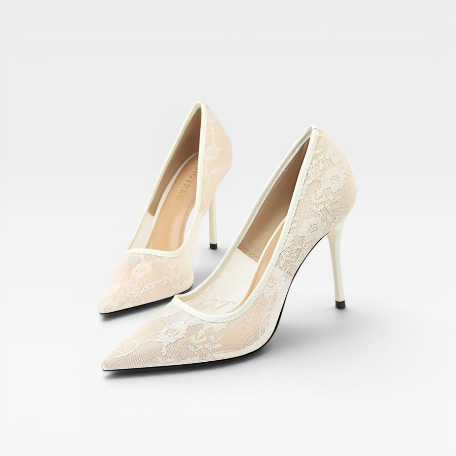 Women's Floral Lace Mesh Stiletto Heels — view 4