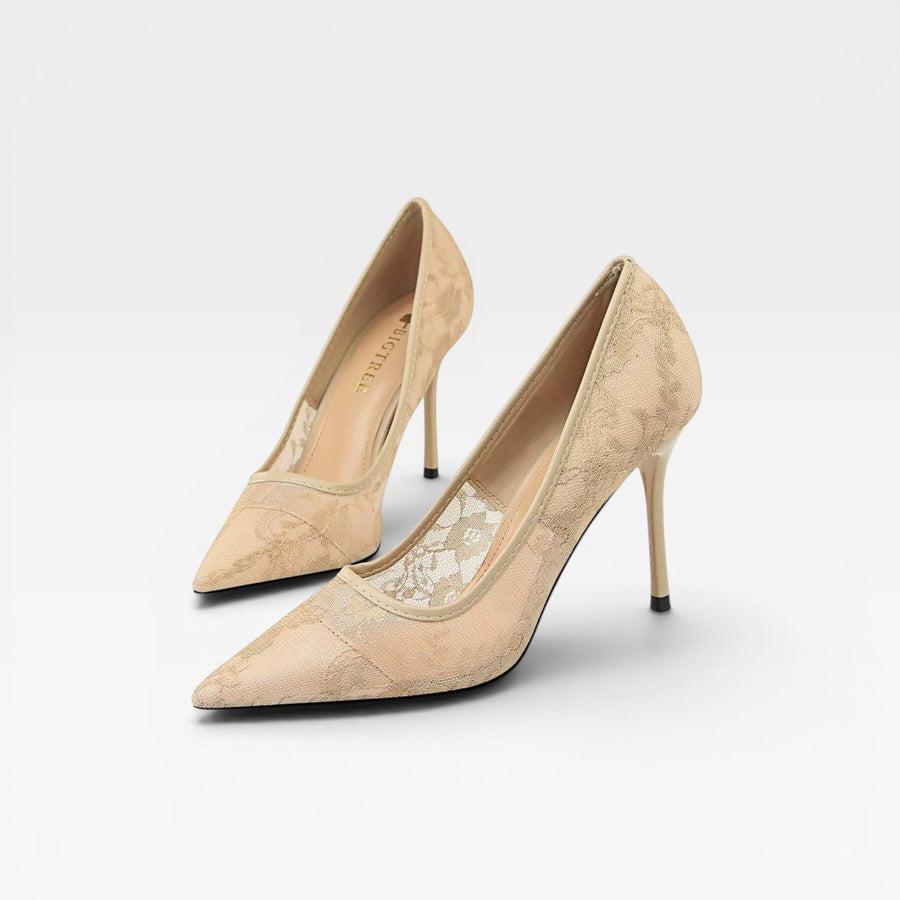 Women's Floral Lace Mesh Stiletto Heels — view 6