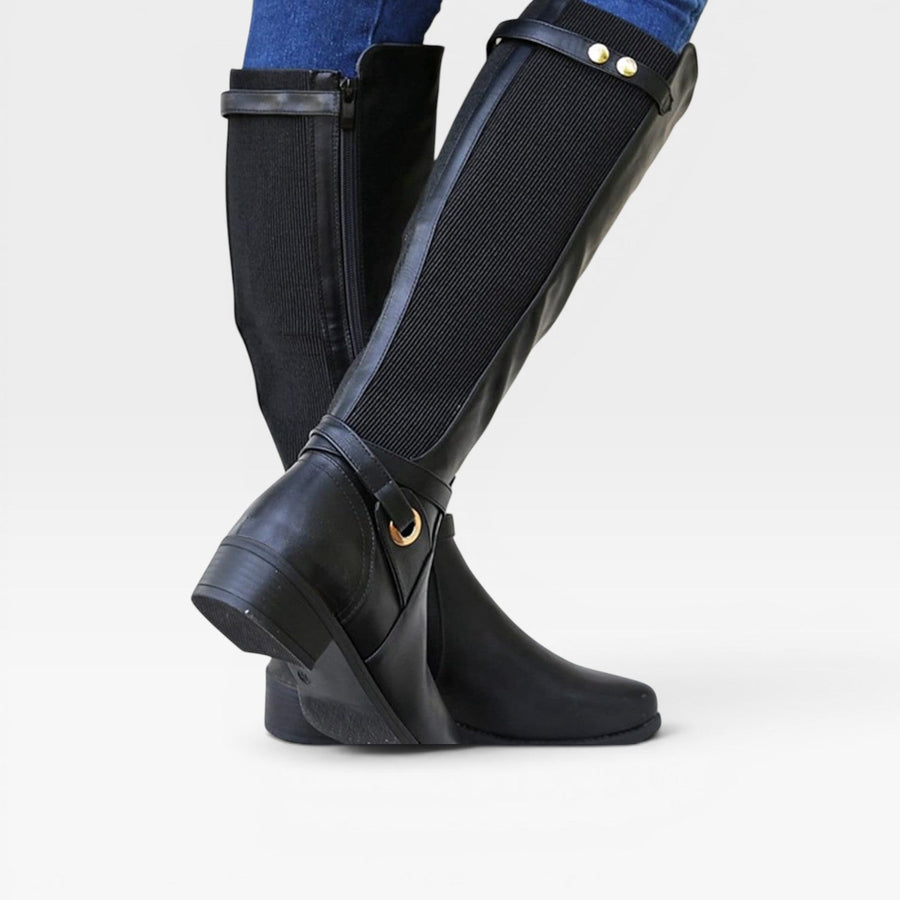 Women's Knee-High Boots with Elastic Panels — view 4
