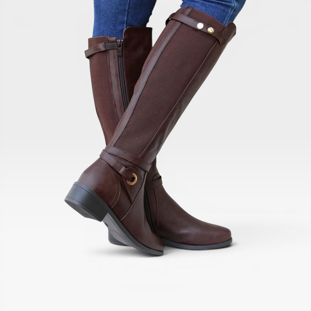 Women's Knee-High Boots with Elastic Panels — view 7