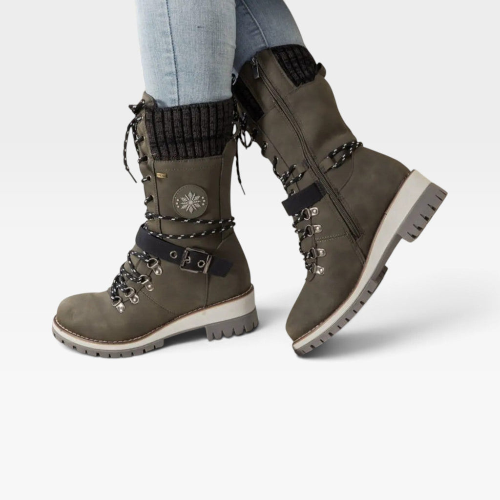 Women's Lace-Up Winter Boots with Knitted Cuff — view 14