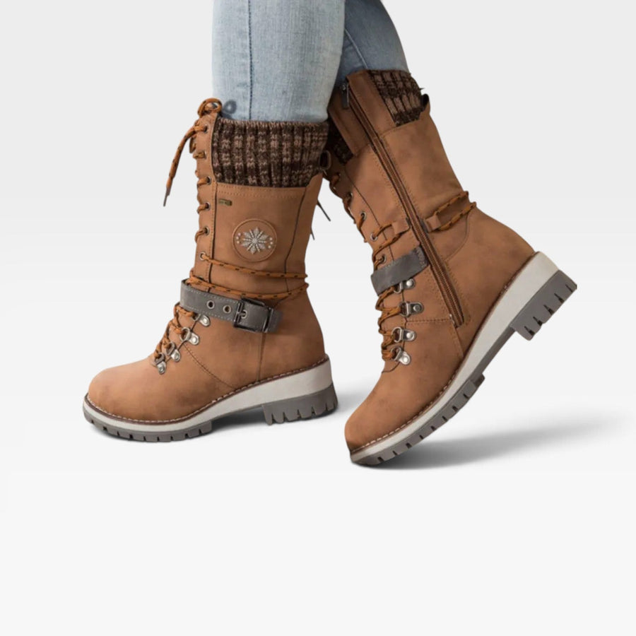 Women's Lace-Up Winter Boots with Knitted Cuff — view 8