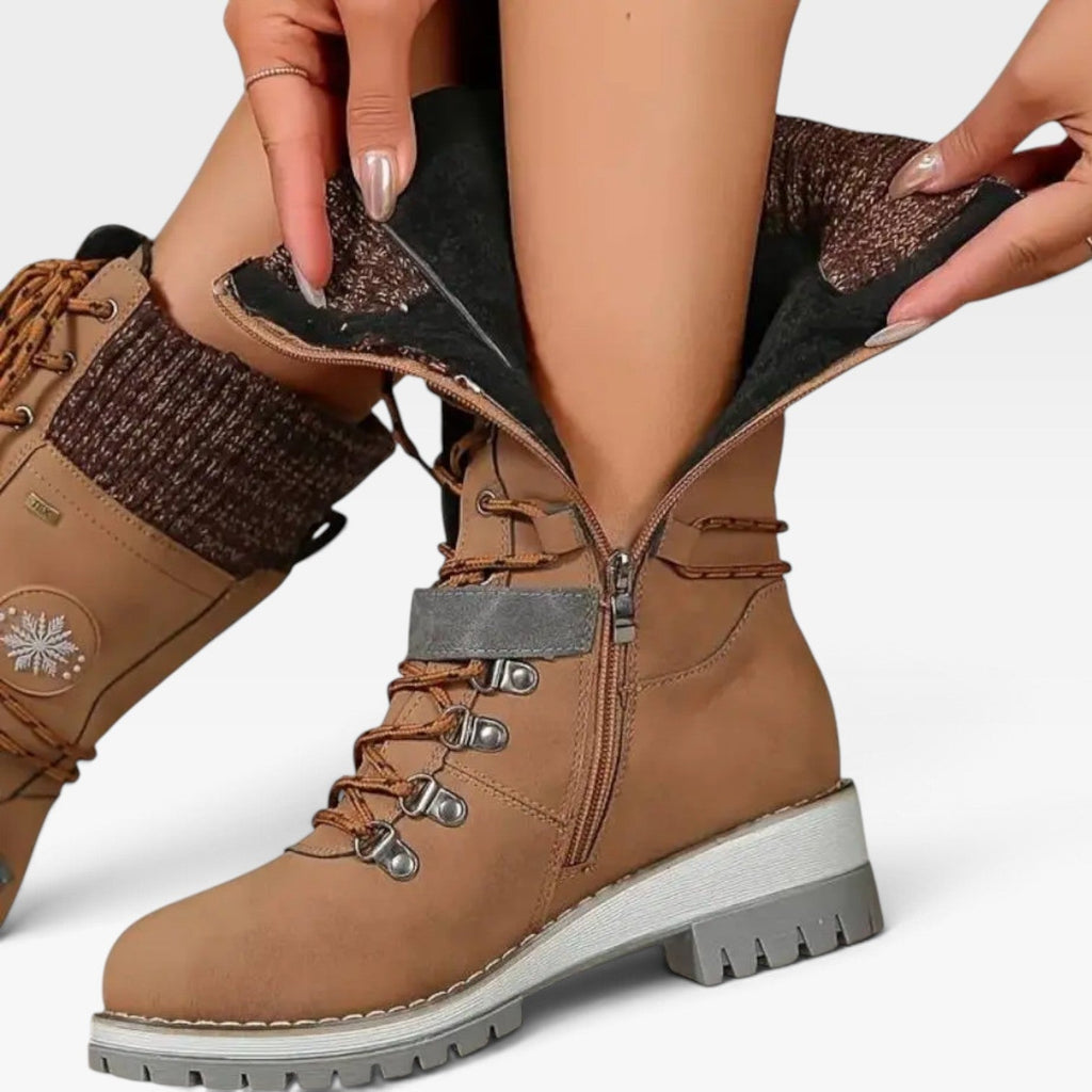 Women's Lace-Up Winter Boots with Knitted Cuff — view 10