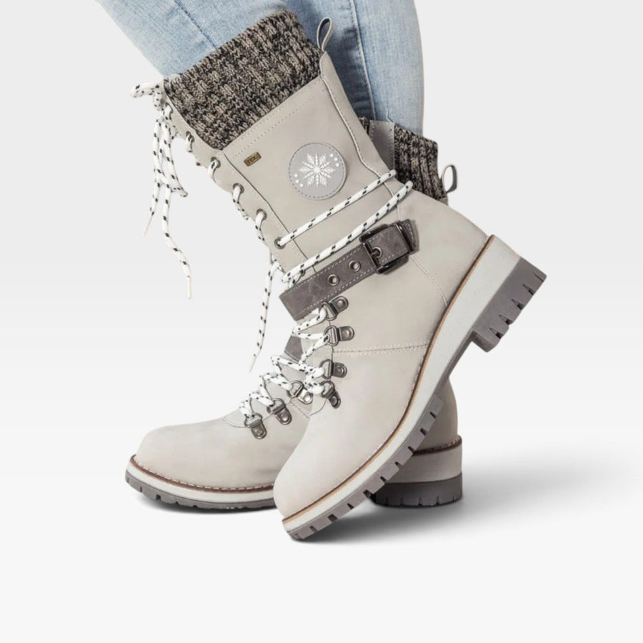 Women's Lace-Up Winter Boots with Knitted Cuff — view 6