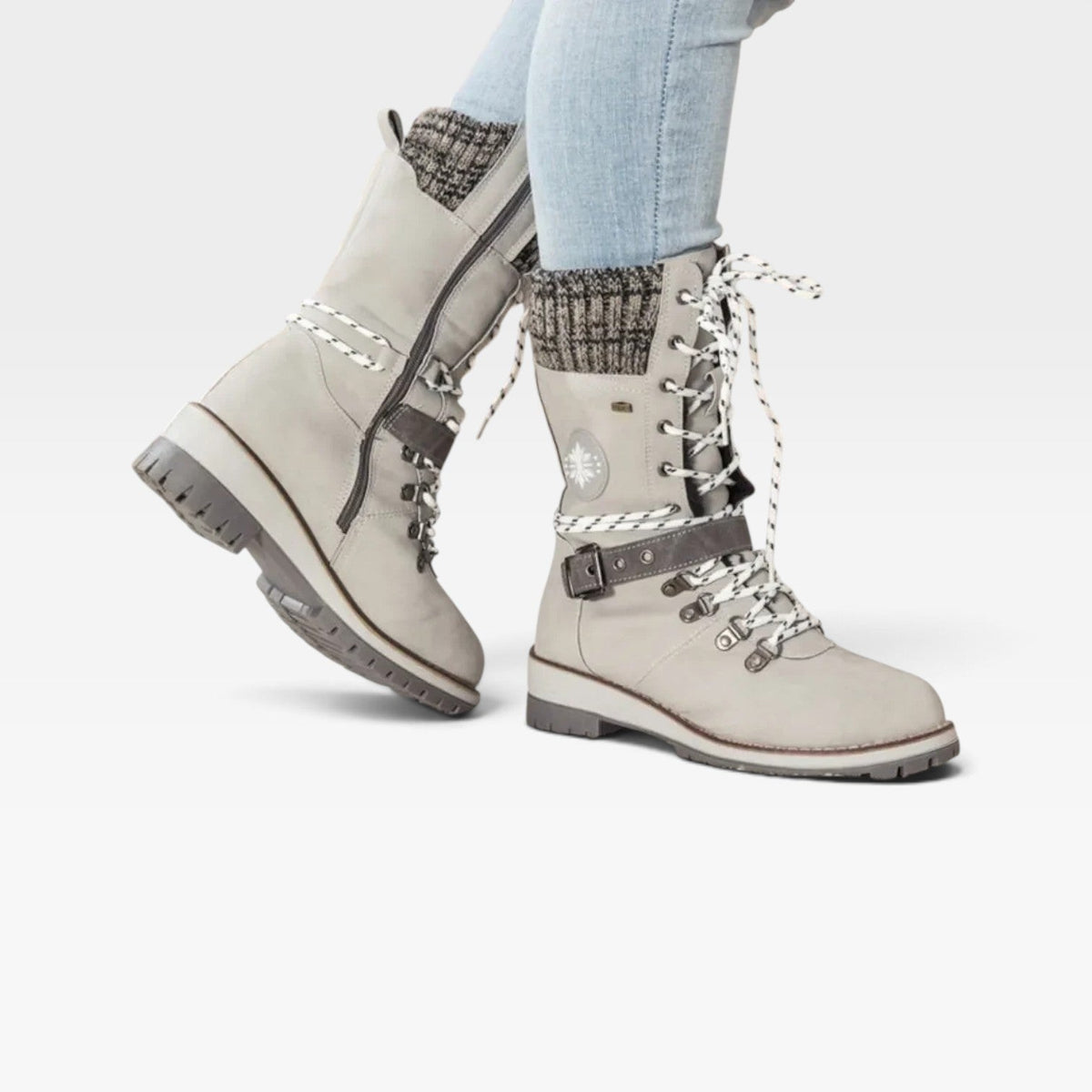 Women's Lace-Up Winter Boots with Knitted Cuff — view 5